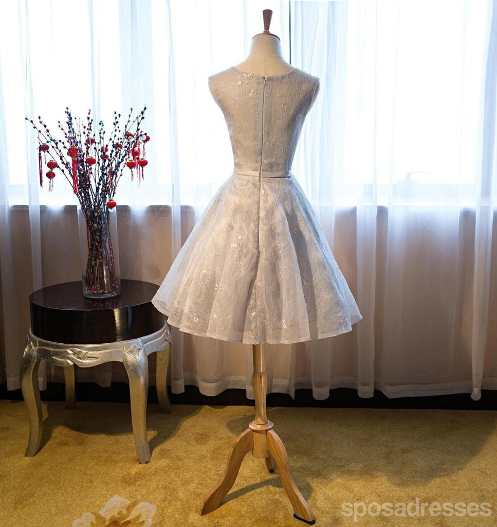 Gray Lace Sexy See Through Homecoming Prom Dresses, Affordable Short Party Prom Sweet 16 Dresses, Perfect Homecoming Cocktail Dresses, CM349