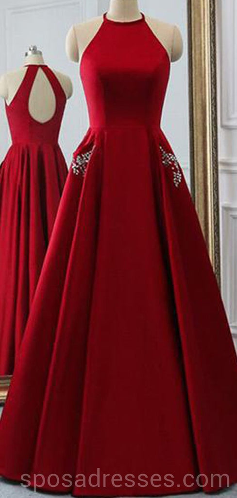 Sexy Open Back Bright Red Long Evening Prom Dresses, Cheap Custom Party Prom Dresses, 18595