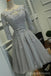 Long Sleeves Grey Lace Short Cheap Homecoming Dresses Online, CM561