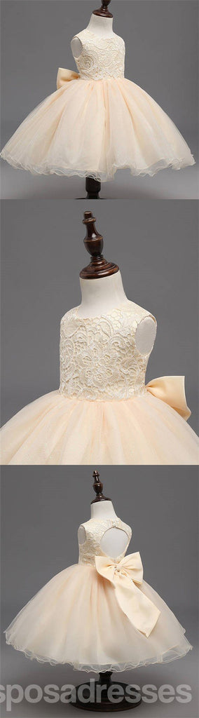 Beige Lace Top Sleeveless Flower Girl Dresses, Popular Tulle Flower Girl Dresses,  FG039