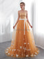 Strapless Orange Tulle ButterFly Evening Prom Dresses, Evening Party Prom Dresses, 12024