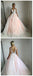 V Neck Lace Peach Tulle A-line Long Evening Prom Dresses, Cheap Sweet 16 Dresses, 18429