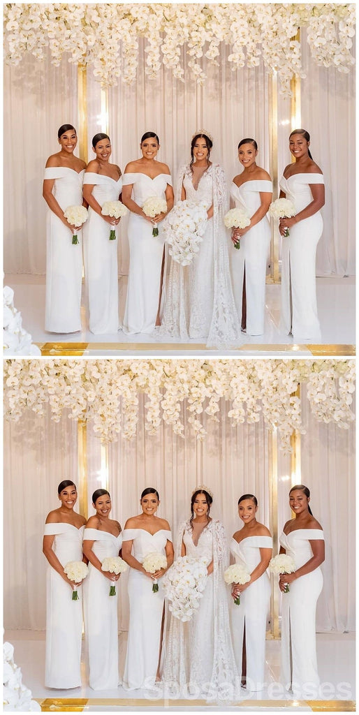 Off Shoulder Side Slit Mermaid Long Cheap Bridesmaid Dresses Online, WG661