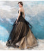 Sweetheart Black Strapless A-line Long Evening Party Prom Dresses, Prom Dresses Stores,12524