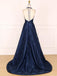 Blue A-line Halter V-neck Backless Long Party Prom Dresses,Cheap Prom Dresses,12547