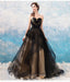 Sweetheart Black Strapless A-line Long Evening Party Prom Dresses, Prom Dresses Stores,12524