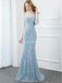 Long Sleeves Tiffany Blue Mermaid Evening Prom Dresses, Evening Party Prom Dresses, 12287