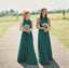Cheap Halter Green Custom Chiffon Long Bridesmaid Dresses, WG221