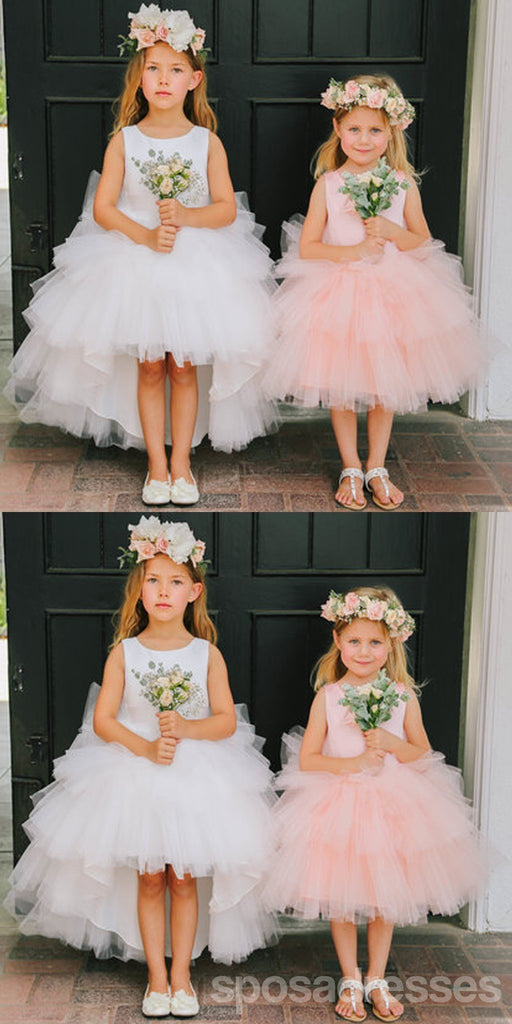 Round Neckline Hi-line Tulle Pixie Tutu Dresses, Cheap Flower Girl Dresses, FG015