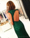 Cap Sleeve Green Sexy Split Mermaid Sequin Evening Prom Dresses, Sexy Party Prom Dresses, Custom Long Prom Dresses, Cheap Formal Prom Dresses, 17138