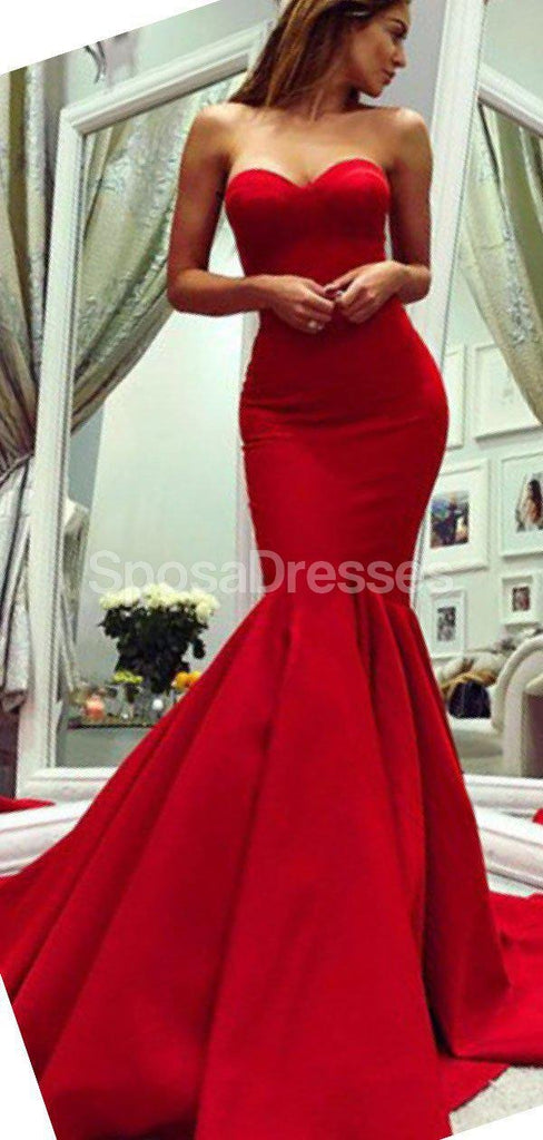 Sweetheart Red Mermaid Evening Prom Dresses, Evening Party Prom Dresses, 12268