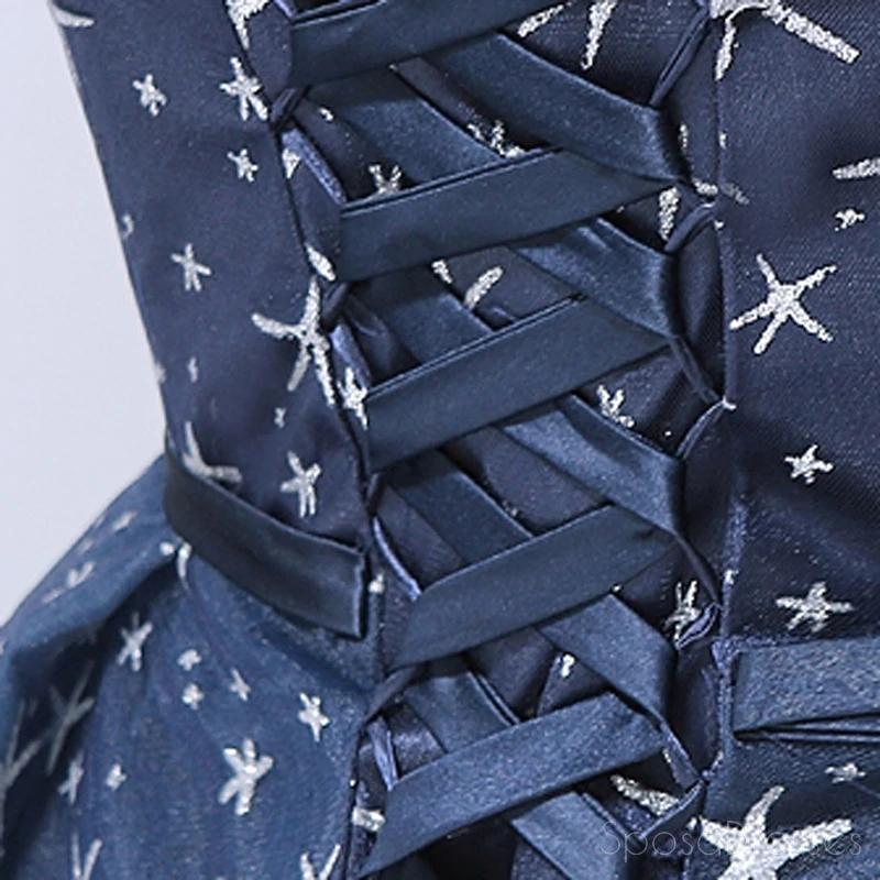 Scoop Navy Star Sequin Cheap Long Evening Prom Dresses, Cheap Custom Sweet 16 Dresses, 18536