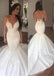 Sexy Long Mermaid Sleeveless V-neck Lace Wedding Dresses,WD774