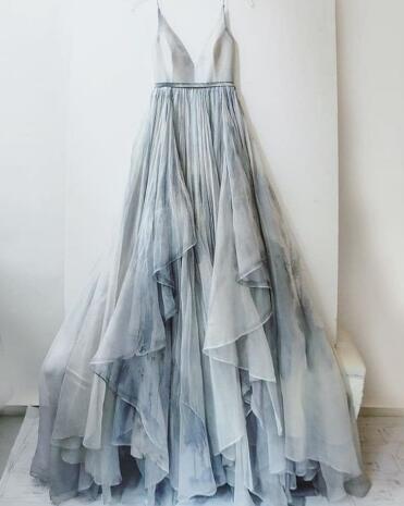 Sexy Backless Ombre Evening Prom Dresses, Chiffon A Line Prom Dresses ,PD0271