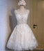 Scoop Neckline Short Ivory Lace Cute Homecoming Prom Dresses, Affordable Short Party Prom Dresses, Perfect Homecoming Dresses, CM301
