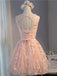 Peach Lace Short Peach Cute Homecoming Prom Dresses, Affordable Short Party Prom Dresses, Perfect Homecoming Dresses, CM302