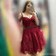 Off Shoulder Cute Short Lace Dark Red Homecoming Dresses 2018, CM476