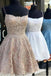 Gold Lace Cross Back Short Homecoming Dresses Online, Cheap Short Prom Dresses, CM840