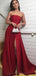 Simple Dark Red Side Slit Long Evening Prom Dresses, Evening Party Prom Dresses, 12171