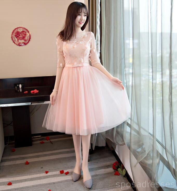 Mismatched Peach Lace Short Bridesmaid Dresses, Bridesmaid Dresses,BD021