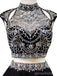 High Neck Beaded Short Two Piece Black Homecoming Dresses 2018, CM479