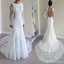 Gorgeous Round Neck Long Sleeve Sexy Mermaid Backless Lace Wedding Party Dresses, WD0040