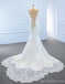 V Neck Side Slit Lace Mermaid Wedding Dresses, Cheap Wedding Gown, WD723