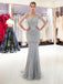 Silver Rhinestone Beaded Mermaid Evening Prom Dresses, Evening Party Prom Dresses, 12031