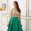 See Through Short Sleeves High Neck Beaded Evening Prom Dresses, Evening Party Prom Dresses, 12080