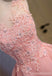 Pink See Through Lace Cute Homecoming Prom Dresses, Affordable Short Party Prom Dresses, Perfect Homecoming Dresses, CM308