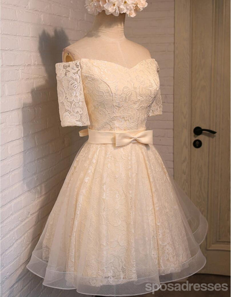 Off Shoulder Lace Cute Homecoming Prom Dresses, Affordable Short Party Prom Dresses, Perfect Homecoming Dresses, CM309