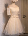Off Shoulder Lace Cute Homecoming Prom Dresses, Affordable Short Party Prom Dresses, Perfect Homecoming Dresses, CM309