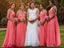 Coral Illusion Sleeveless Chiffon Custom Cheap Long Bridesmaid Dresses, WG242