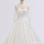 Long Sleeve Lace Beaded See Through A line Wedding Bridal Dresses, Affordable Custom Made Wedding Bridal Dresses, WD264