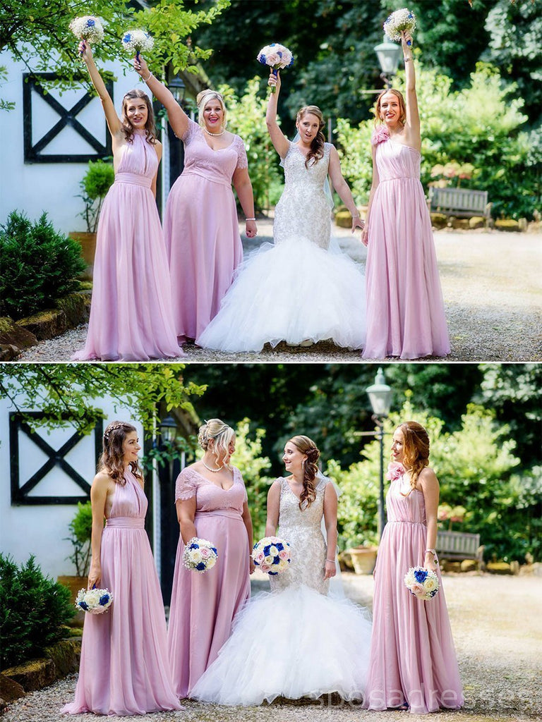 Mismatched Chiffon Lilac Custom Cheap Long Bridesmaid Dresses Online, WG243