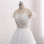 See Through Short Sleeve A Line Lace Wedding Bridal Dresses, Custom Made Wedding Dresses, Affordable Wedding Bridal Gowns, WD241