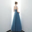 Spaghetti Straps Dusty Blue Cheap Evening Prom Dresses, Evening Party Prom Dresses, 12176
