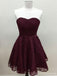 Sweetheart Cute Simpe Maroon Short Lace Homecoming Dresses 2018, CM491