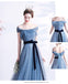 Blue A-line Off Shoulder Long Party Prom Dresses, Cheap Dance Dresses,12541