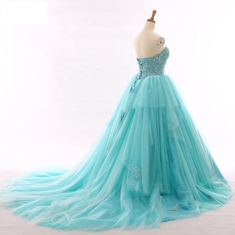 Tiffany Blue A-line Lace Cheap Long Evening Prom Dresses, Cheap Custom Sweet 16 Dresses, 18516
