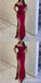 Red Mermaid Off Shoulder Side Slit Cheap Long Bridesmaid Dresses,WG1566