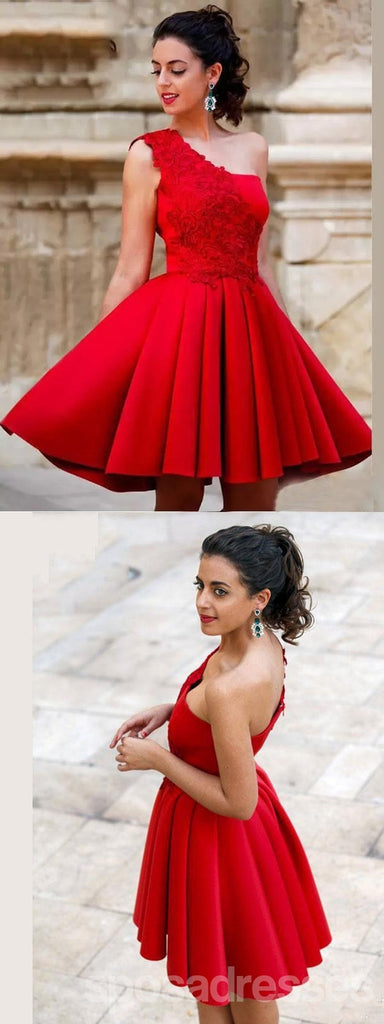 Red One Shoulder Homecoming Dresses,Cheap Short Prom Dresses,CM901