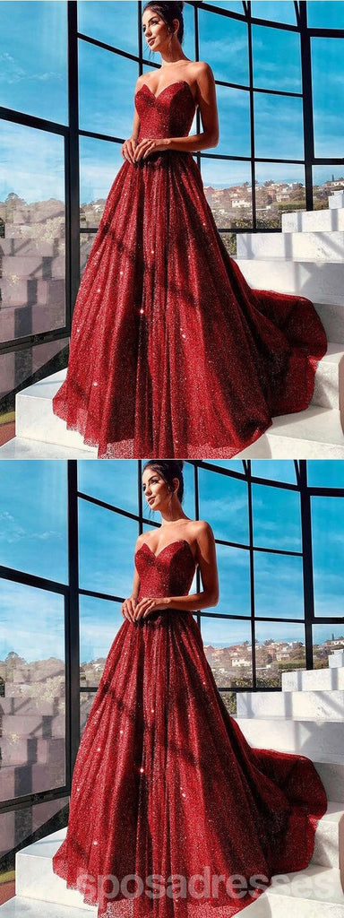 Sparkly A-line Sweetheart Maxi Long Prom Dresses,Party Prom Dresses,13233