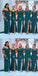 Mismatched Teal Mermaid High Slit Cheap Long Bridesmaid Dresses,WG1379
