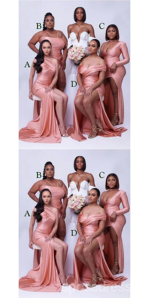 Sexy Mermaid Side Slit Cheap Maxi Long Bridesmaid Dresses Online,WG1696
