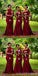 Mismatched Mermaid Burgundy Cheap Long Bridesmaid Dresses,WG1350