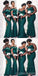 Emerald Green Mermaid Spaghetti Straps Cheap Long Bridesmaid Dresses,WG1444