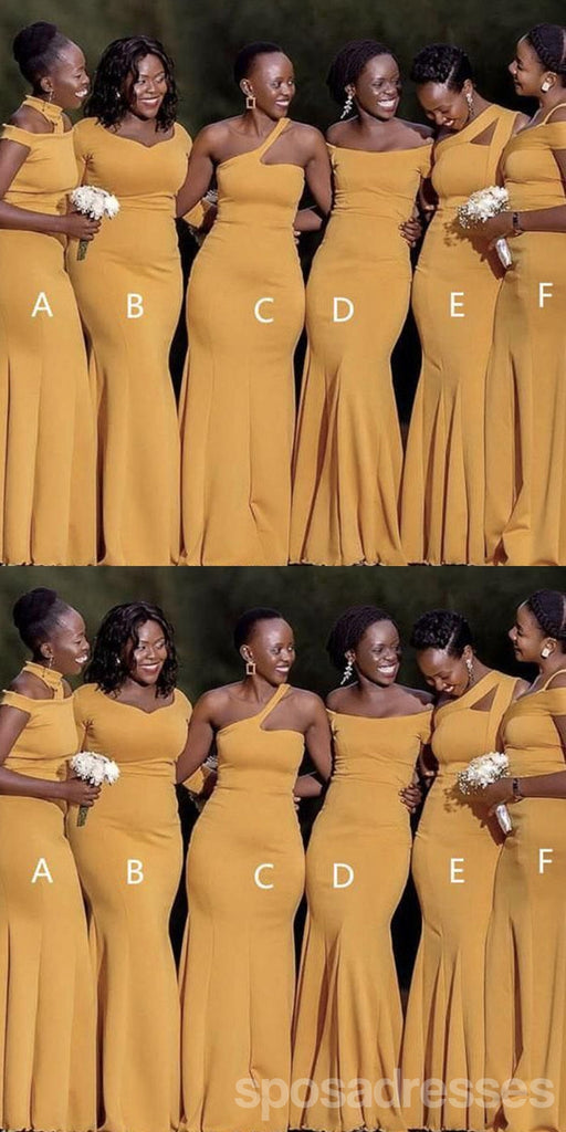 Mismatched Yellow Mermaid Sweetheart Cheap Long Bridesmaid Dresses,WG1325