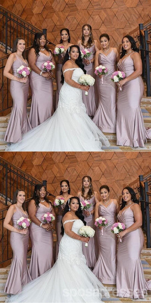 Spaghetti Straps Mermaid V-neck Cheap Long Bridesmaid Dresses,WG1499