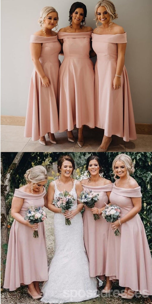 Pink A-line Off Shoulder Cheap Short Bridesmaid Dresses Online,WG1223